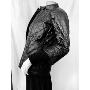 Isaac Mizrahi Black Quilted Leather Jacket S